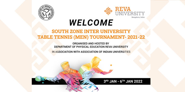 REVA University to host South Zone Inter University Table Tennis (Men) Tournament 2021-22