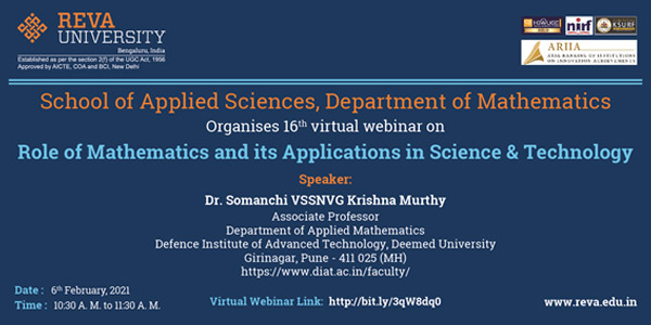 Activity Conducted:Webinar on “Role of Mathematics and its Applications in Science &Technology”