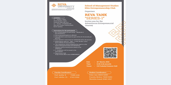 Adventurous Entrepreneurship journey REVA TANK - SERIES 1