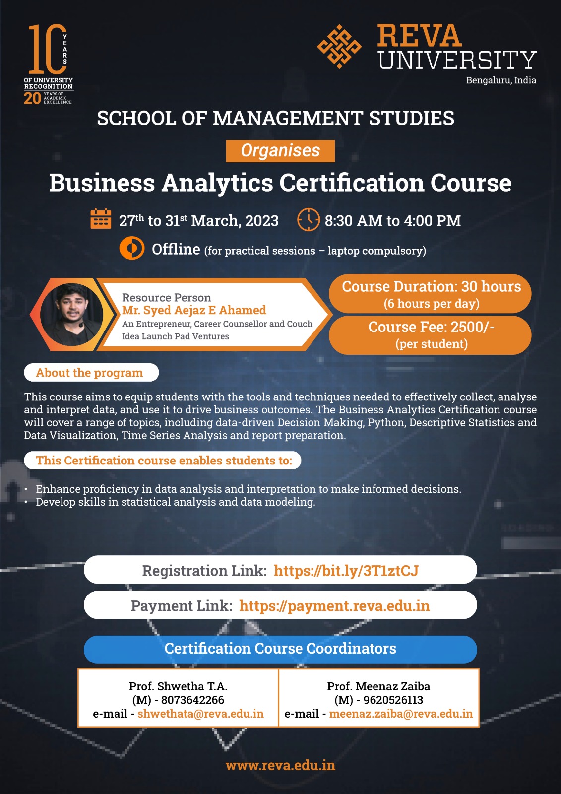 Business Analytics Certification Course- School of Management Studies