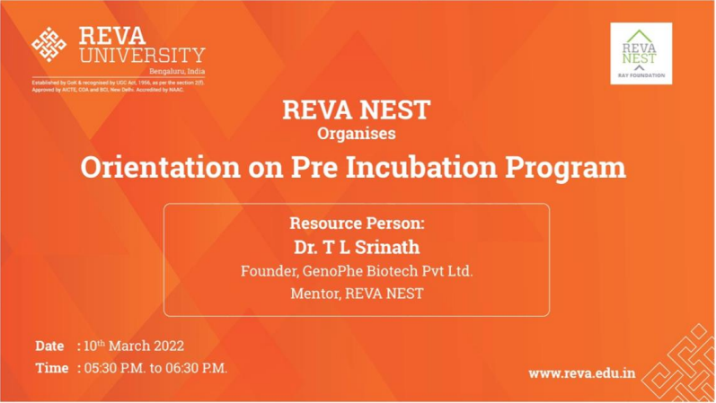 Orientation on Pre Incubation Program