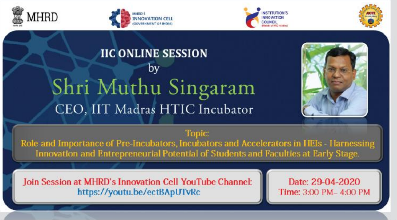 Report on IIC Webinar session Series with Shri. Muthu Singaram