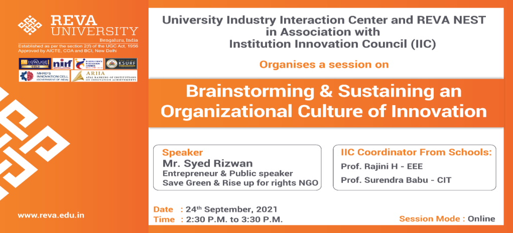 Brainstorming & Sustaining an Organizational Culture of  Innovation