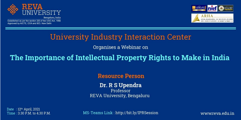 Webinar on The importance of Intellectual Property Rights for Make in India
