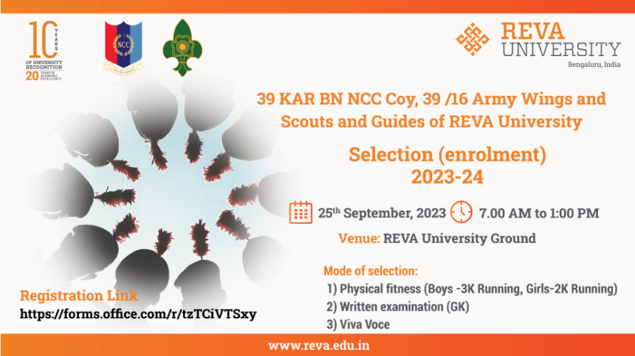 NCC Cadets' Selection (enrolment) and Scouts and guides (Rover and Ranger) of the year 2023-24