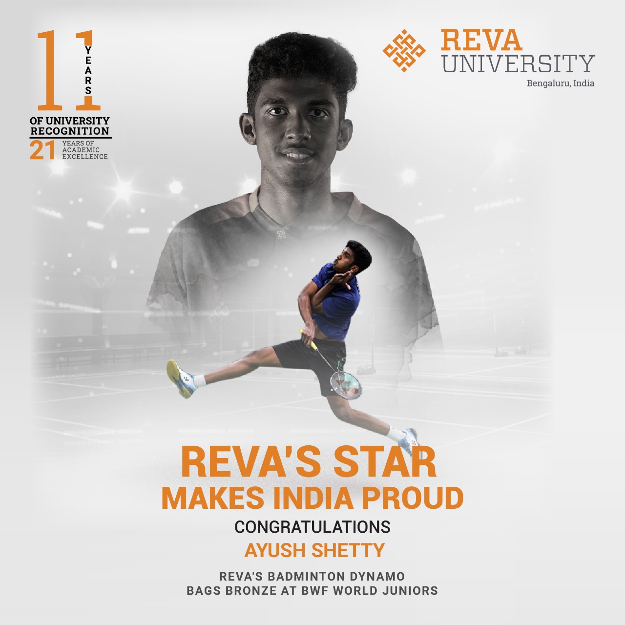 REVA's Star Makes India Proud- Ayush  Shetty