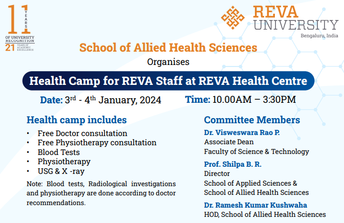 Health Camp for REVA Staff at REVA Health Centre