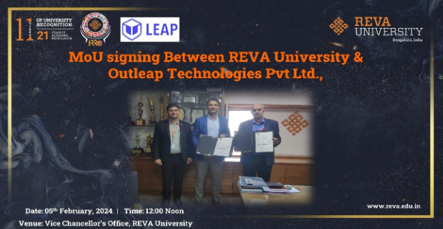 MoU Signing Between REVA University and Outleap Technologies PVT Ltd