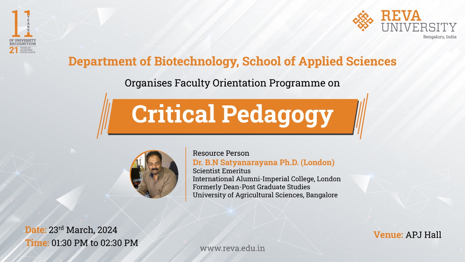 Faculty Orientation Programmes on 'Critical Pedagogy' and 'Bridging the gap between Academia and Industry'