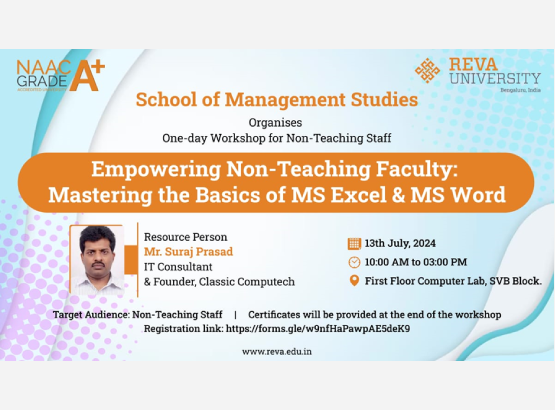 Empowering Non-Teaching Faculty: Mastering the Basics of MS Excel and MS Word