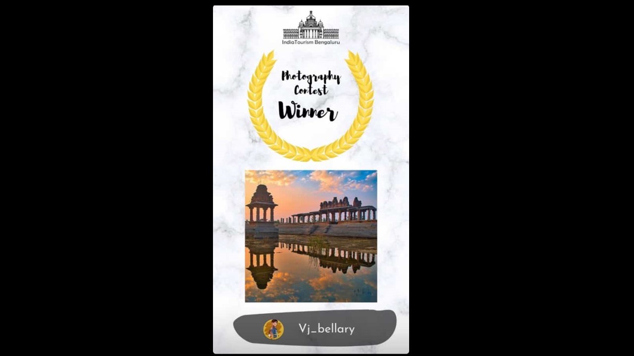 Award on photography competition held by tourism department of India and Indian Tourism Bangalore