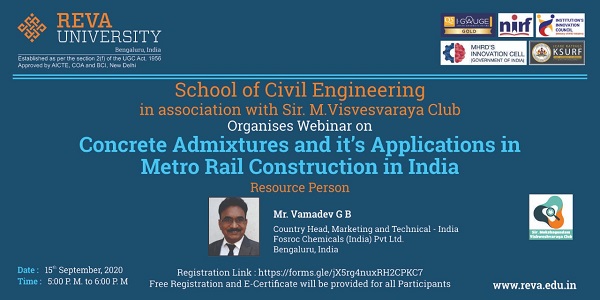 Webinar on Concrete Admixtures and its Applications in Metro Rail Construction in India