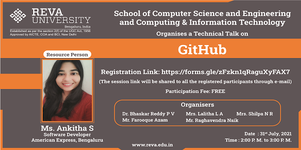 Technical Talk on GitHub organized by School of CSE and CIT