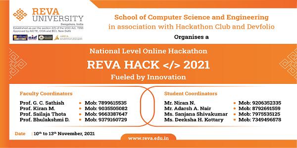 National Level Online Hackathon REVA HACK 2021