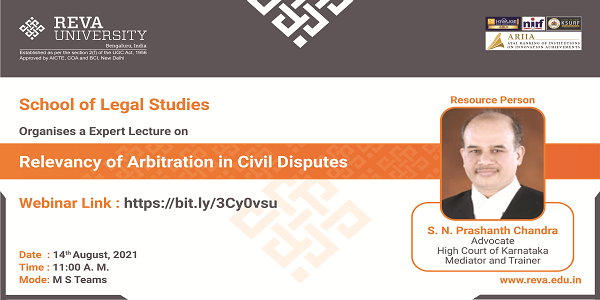 Expert Lecture on Relevancy of Arbitration in Civil Disputes