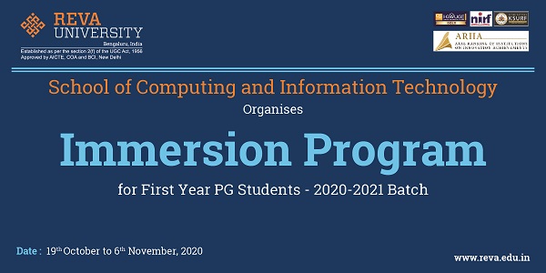 School of Computing and Information Technology Immersion Programme for 1st Semester M.Tech. CSE and AI