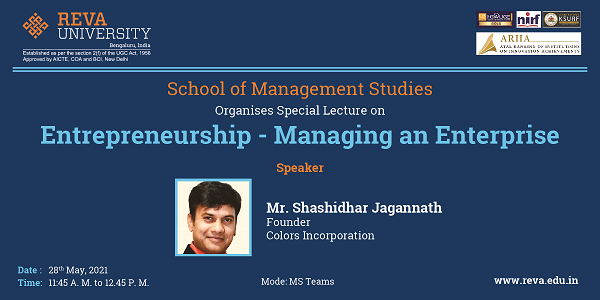 Special lecture on Entrepreneurship on Managing an Enterprise