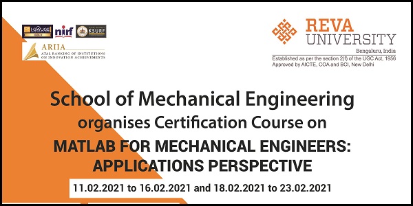 Certification Course on MATLAB for Mechanical Engineers Applications Perspective