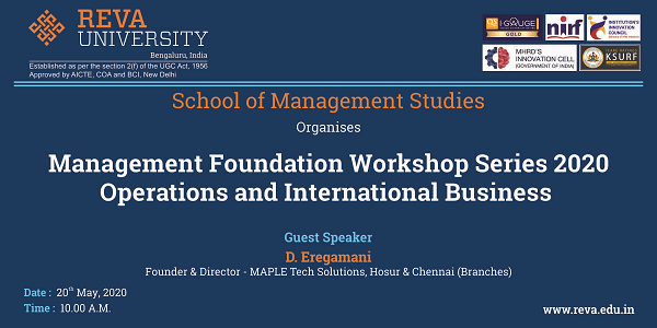 Management Foundation Workshop Series 2020 Operations and International Business