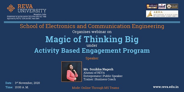 Activity Based Engagement Programme Motivational talk by Ms Sonikka Nagesh