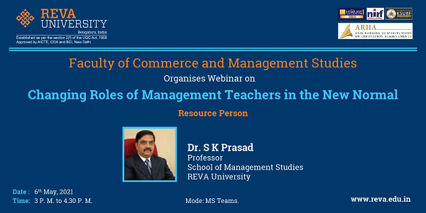 Virtual Webinar on Changing Roles of Management Teachers in the New Normal