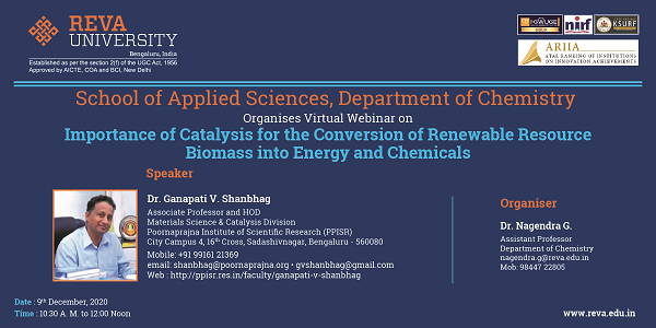 Webinar on Importance of catalysis for the conversion of renewable resource biomass into energy and chemicals