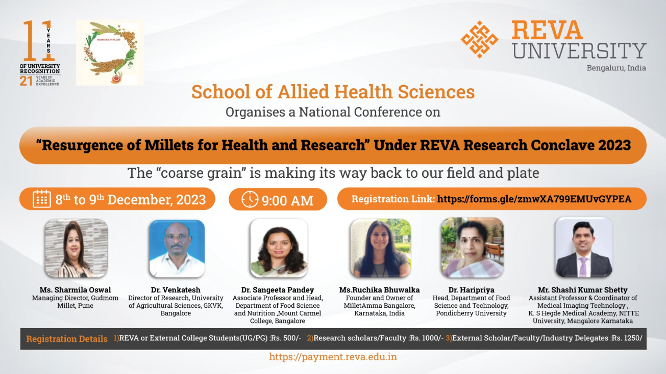 National Conference on “Resurgence of Millets for Health and Research Under REVA Research Conclave 2023